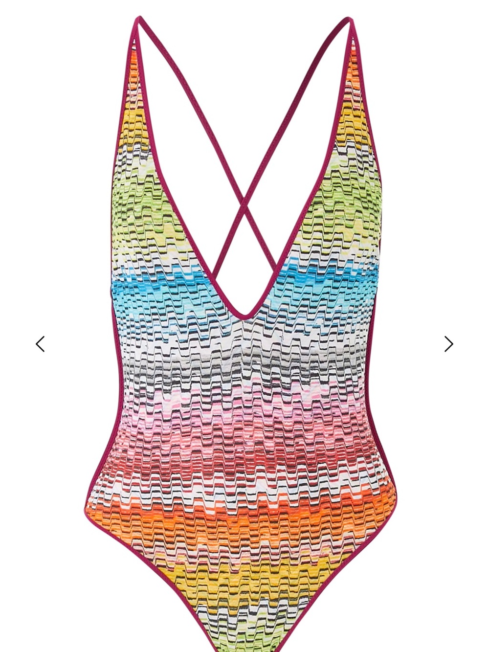 Missoni Multicolor Zigzag One-Piece Swimsuit deep v reversible IT 38